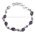 Designer Amethyst Gemstone 925 Sterling Silver Bracelet Jewelry